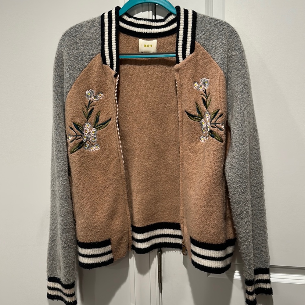 Maeve Varsity Embroidered Bomber Size M - Picture 2 of 8